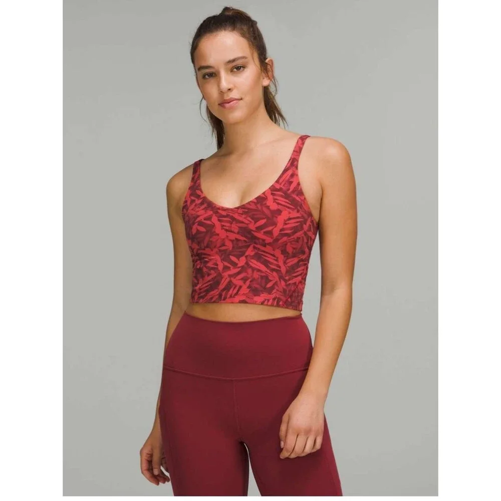 Lululemon Align Tank Cropped Spray Leaf Fireside Red Multi Size 8